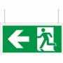  Ceiling mounted emergency exit sign with left arrow and running man symbol