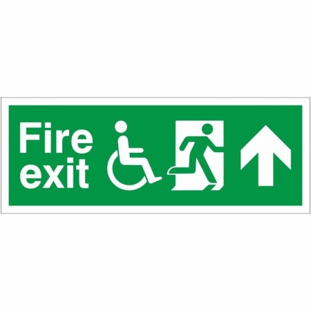Refuge Fire Exit Up Sign with wheelchair symbol and upward-pointing arrow
