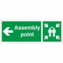 Assembly Point Arrow Left Sign with green and white directional arrow and assembly point symbol