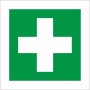 First Aid Symbol safety sign with white cross on green background