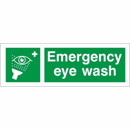 Green and white Emergency Eye Wash First Aid Sign