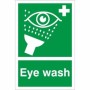 Green and white Eye Wash First Aid Sign with eye wash symbol