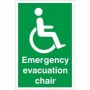 Green and white Emergency Evacuation Chair First Aid Sign with wheelchair symbol