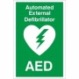 Green and white Automated External AED Defibrillator Sign with heart and lightning bolt symbol