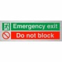 Emergency exit do not block brushed aluminium safety sign