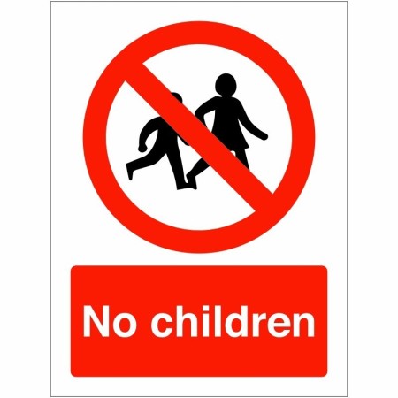 No Children Sign with red prohibition symbol