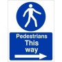 Pedestrians This Way Arrow Right Sign with pedestrian symbol and right-pointing arrow