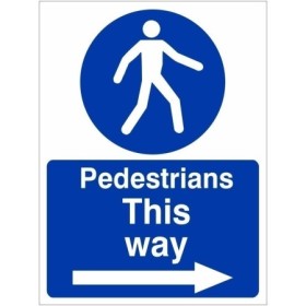 Pedestrians This Way Arrow Right Sign with pedestrian symbol and right-pointing arrow