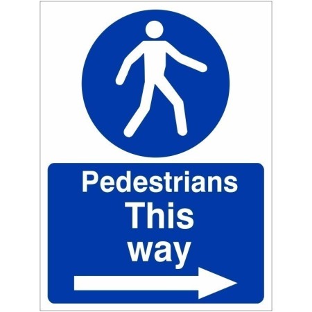 Pedestrians This Way Arrow Right Sign with pedestrian symbol and right-pointing arrow