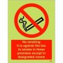 Glow in the Dark No Smoking It Is Against The Law To Smoke In These Premises Except In Designated Rooms Sign