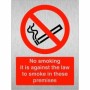 No Smoking It Is Against The Law To Smoke In These Premises Sign | Safety Signs UK