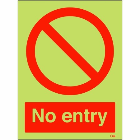 Glow In The Dark No Entry Sign with red prohibition symbol
