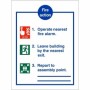 3 Point Fire Action Notice Sign with fire alarm, exit and assembly point instructions