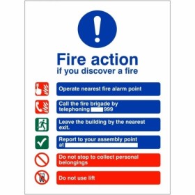 Buy Fire Action Notice Sign – Discover Fire | UK Trade Rates