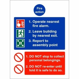 Operate Nearest Fire Alarm Sign with fire evacuation instructions