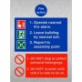 Brushed aluminum Operate nearest fire alarm fire action safety sign with evacuation instructions