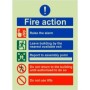 Glow in the Dark 5 point fire action notice with do not use lifts instruction