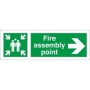 Fire assembly point sign with right arrow