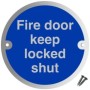  Brushed aluminium fire door keep locked shut sign with bolts and screws for secure fire safety installation