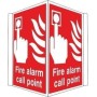 Projecting fire alarm call point sign with double-sided fire alarm symbol