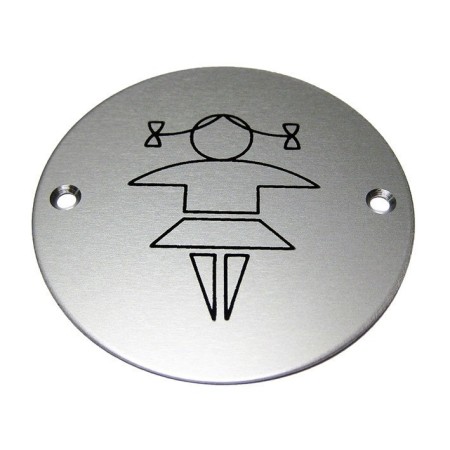 Girls toilet aluminium sign with recognised washroom symbol