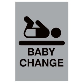 Aluminium baby change sign with baby changing symbol and text
