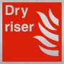  Brushed aluminium dry riser safety symbol sign for visible firefighting connection points