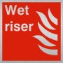 Brushed aluminum Wet riser safety symbol sign for fire service water access points