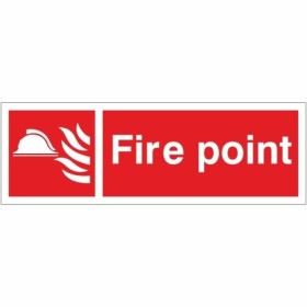 Fire Point Sign with white fire symbol and text on red background