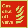 Glow in the Dark Gas shut off valve fire safety sign