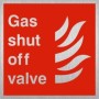 Brushed aluminium Gas shut off valve emergency safety sign