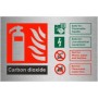 Carbon dioxide fire identification safety sign with extinguisher guidance
