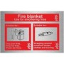 Brushed Aluminium Fire blanket use for smothering fires safety sign with emergency guidance symbols