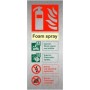 Foam spray fire extinguisher fire ID safety sign with fire class guidance