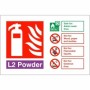 L2 Powder Fire Extinguisher ID Sign with fire suitability guidance