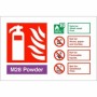 Powder M28 Fire Extinguisher ID Sign with fire suitability guidance