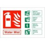 Water Mist Fire ID Sign with fire suitability guidance