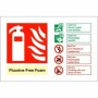 Fluorine Free Foam Fire Extinguisher ID Sign with fire suitability guidance