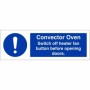 Convector Oven Hygiene Sign with heater fan operating instruction