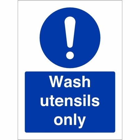 Wash Utensils Only mandatory safety sign