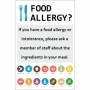 Food Allergy Ask A Member Of Staff Sign with allergen symbols
