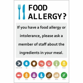 Food Allergy Ask A Member Of Staff Sign with allergen symbols
