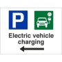 Electric vehicle charging arrow left parking sign