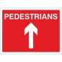 Pedestrians Straight Ahead road sign with directional arrow