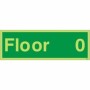 Glow in the Dark Floor 0 level identification sign with bold green background for clear building navigation