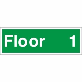 Floor 1 Floor Level Identification Sign with white text on green background