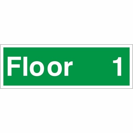 Floor 1 Floor Level Identification Sign with white text on green background