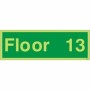 Glow in the Dark 13 floor level identification safety sign