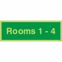  Glow in the dark Rooms 1-4 wayfinding indicator sign