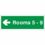 Rooms 5-9 Arrow Left Wayfinding Indicator Sign